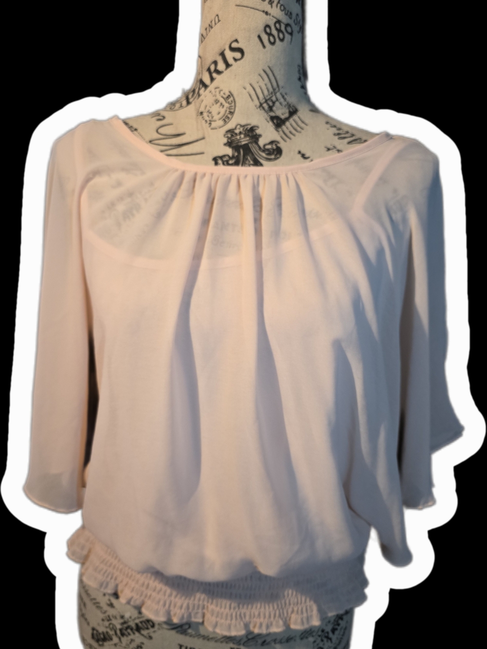 BCX Light Pink Pleated Neck Blouse